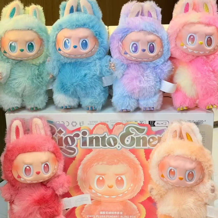 Labubu V3 boîte aveugle les monstres grand dans l'énergie série boîte aveugle vinyle peluche poupée pendentif porte-clés dégradé couleur cadeau Surprise