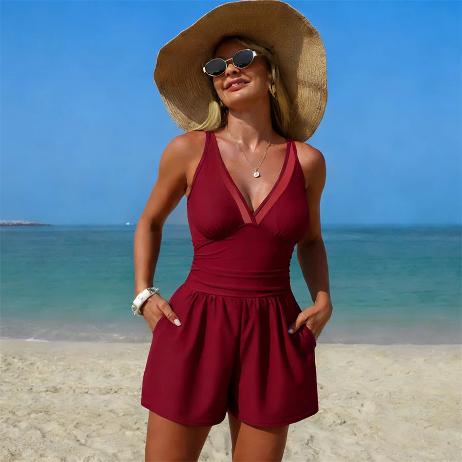 Low Cut Sexy Swim Jumpsuit