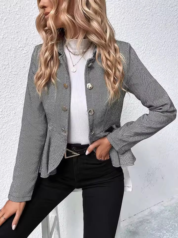 Lorena Elegant Ruffle Flair Blazer