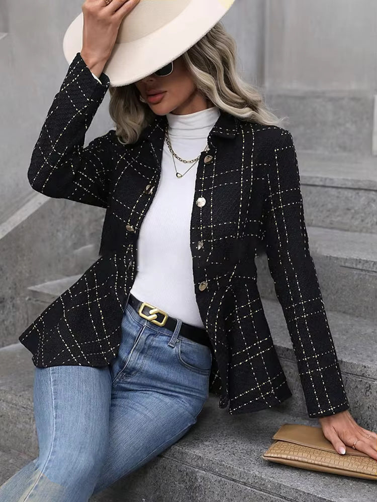 Lorena Elegant Ruffle Flair Blazer