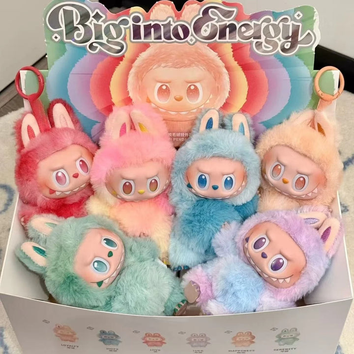 Labubu V3 boîte aveugle les monstres grand dans l'énergie série boîte aveugle vinyle peluche poupée pendentif porte-clés dégradé couleur cadeau Surprise
