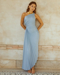 Delfina - Satin One-Shoulder Pleated Evening Dress