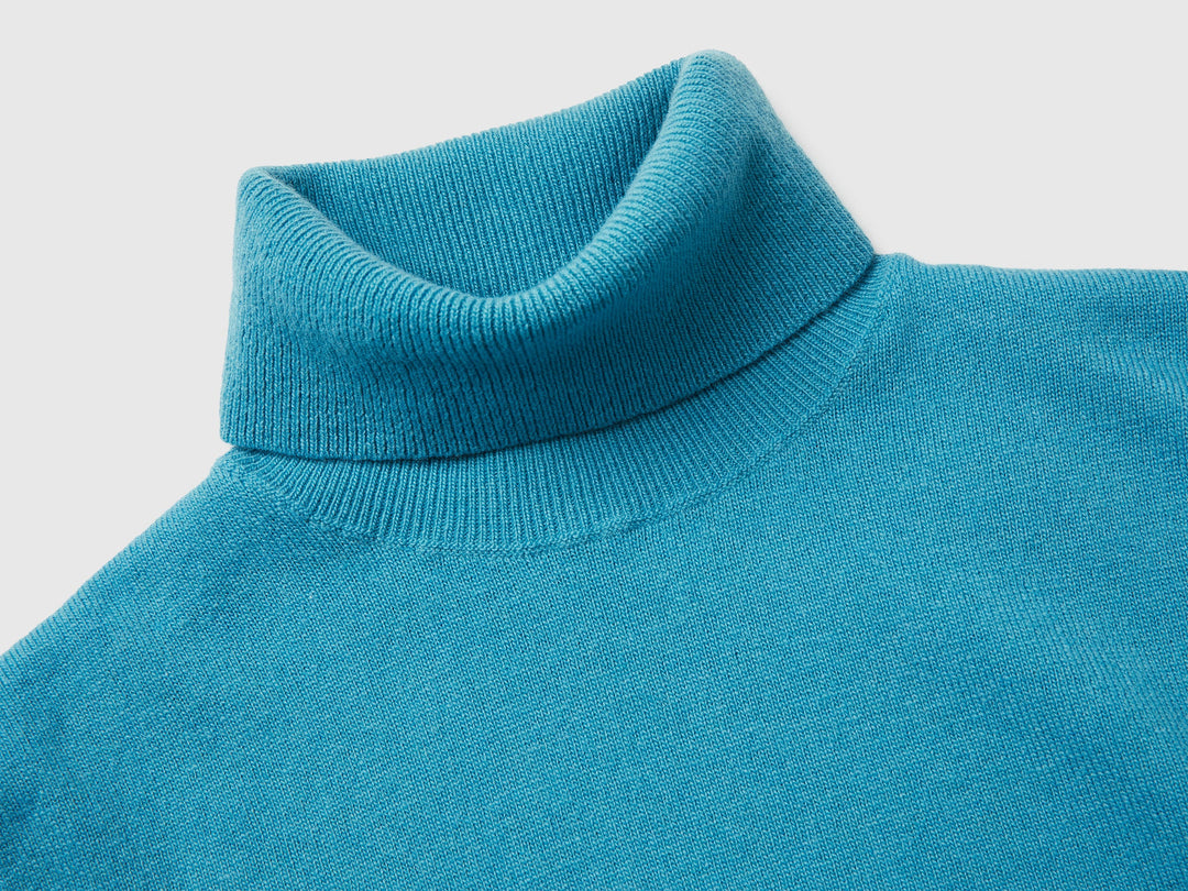 Pull à col roulé en pure laine mérinos couleur papier sucre