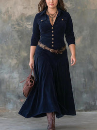 Milana | Long Suede Dress with Slit