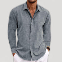 Sammuel | Men's Long Sleeve Linen Cotton Blend Button Down Shirt