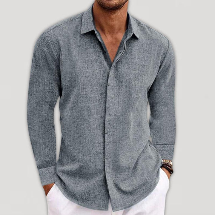 Sammuel | Men's Long Sleeve Linen Cotton Blend Button Down Shirt