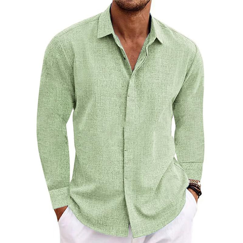 Sammuel | Men's Long Sleeve Linen Cotton Blend Button Down Shirt