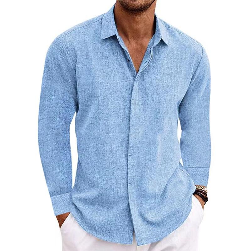 Sammuel | Men's Long Sleeve Linen Cotton Blend Button Down Shirt