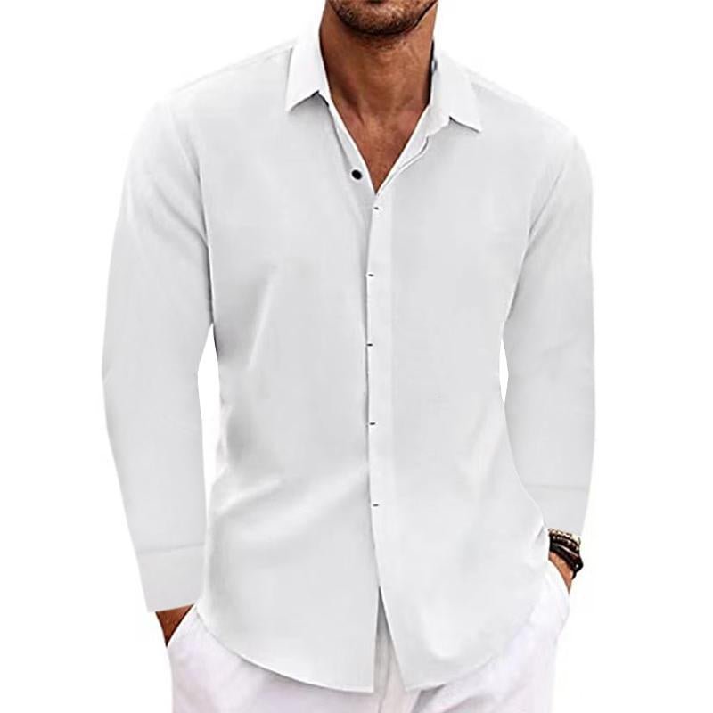 Sammuel | Men's Long Sleeve Linen Cotton Blend Button Down Shirt