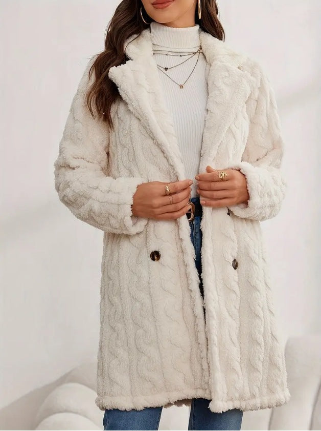 Evelina Double-Breasted Wool Blend Mid-Length Coat