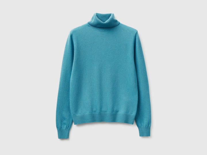 Pull à col roulé en pure laine mérinos couleur papier sucre