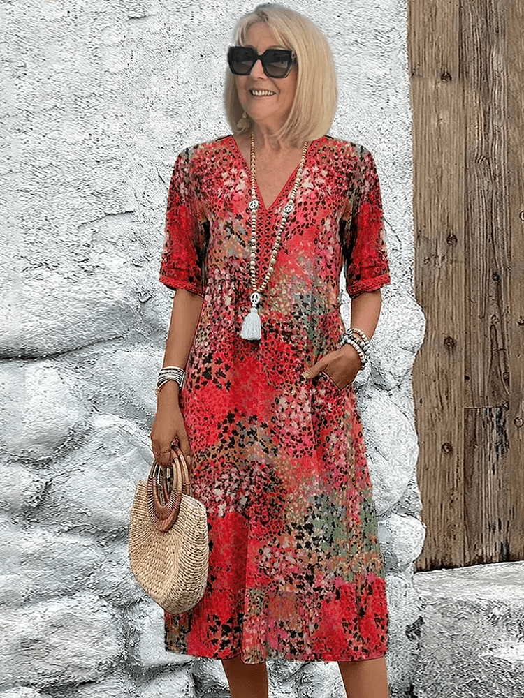 Elaisa | Elegant Floral Midi Dress