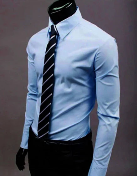 Caleb | Men's Slim Fit Cotton Blend Dress Shirt with Button Cuffs